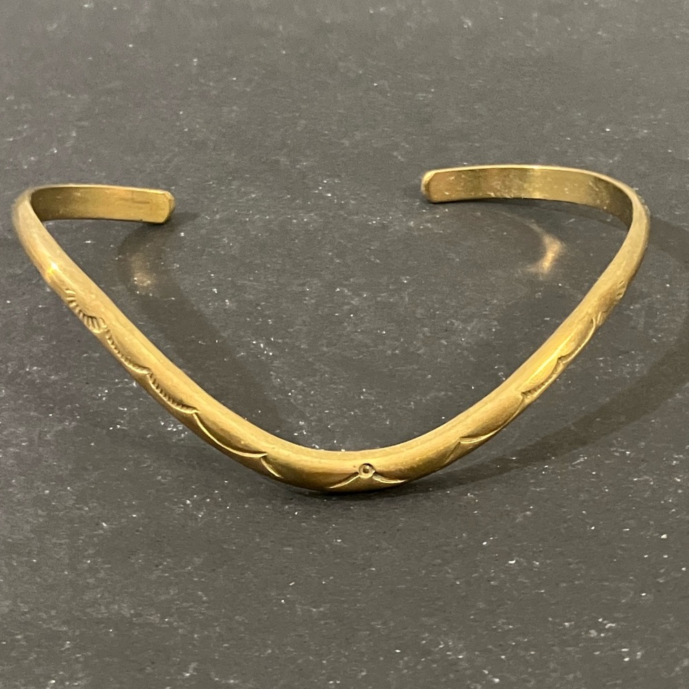 Vintage D Guerro Navajo / Southwestern Etched Brass Bangle/Cuff